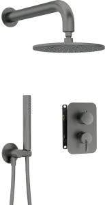 Deante Silia Zestaw prysznicowy podtynkowy z BOXem mieszaczowym - z głowicą prysznicową 25 cm titanium BXYYDQSM