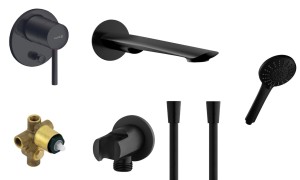 Kludi Bozz zestaw wannowy podtynkowy z wylewką czarny mat