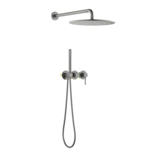 Blue Water Boston Zestaw prysznicowy podtynkowy z deszczownicą i prysznicem BOS-ZKP.350 GRAFIT (GUN METAL)