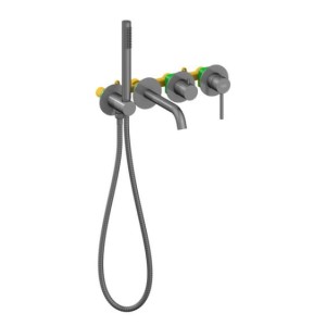 Blue Water Boston Zestaw wannowy podtynkowy z wylewką i prysznicem BOS-ZWP.200 GRAFIT (GUN METAL)