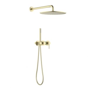 Blue Water Boston Zestaw prysznicowy podtynkowy z deszczownicą i prysznicem BOS-ZKP.350 ZŁOTO SZAMPAŃŚKIE