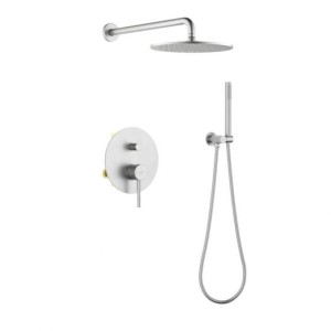 Blue Water Boston Zestaw prysznicowy podtynkowy z deszczownicą i prysznicem BOS-ZKP.150 NIKIEL (kolor STALI)