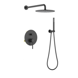 Blue Water Boston Zestaw prysznicowy podtynkowy z deszczownicą i prysznicem BOS-ZKP.150 CZARNY MAT