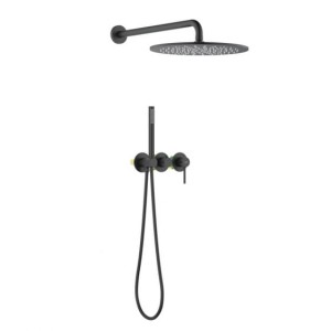 Blue Water Boston Zestaw prysznicowy podtynkowy z deszczownicą i prysznicem BOS-ZKP.350 CZARNY MAT