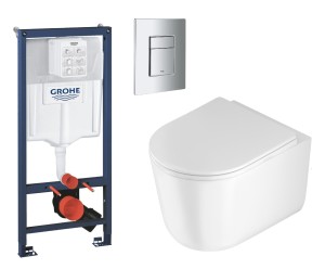 Grohe Rapid SL Stelaż podtynkowy do WC 1,13 m 5w1 chrom przycisk+Miska wc Deante Jaśmin z deską wolnoopadającą