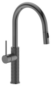 SAPHO FLAWO bateria kuchenna z wysuwaną wylewką, gun metal FR576GM