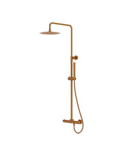 LAVITA ORION Natynkowy zestaw prysznicowy termostatyczny z deszczownicą Brushed Copper 5900378357315