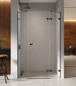 New Trendy EVENTA Black Chrome drzwi prysznicowe z dodatkową ścianką 130 cm prawe EXK-6140