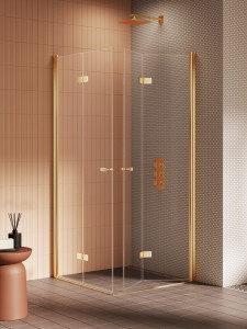 New Trendy NEW SOLEO Gold Brushed kabina drzwi składane 100x100 cm K-4312
