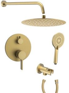 SAPHO ICONIC zestaw prysznicowy z baterią podtynkową, 2 wyjścia, przyłącze kątowe, złoto mat AF042GB-01