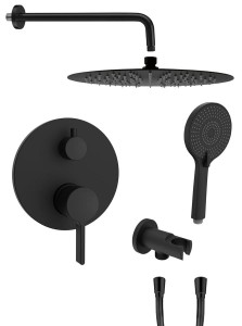 SAPHO ICONIC zestaw prysznicowy z baterią podtynkową, 2 wyjścia, przyłącze kątowe, czarny mat AF042B-01