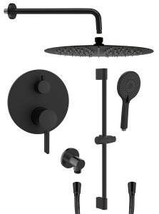 SAPHO ICONIC zestaw prysznicowy z baterią podtynkową, 2 wyjścia, przesuwny uchwyt prysznica, czarny mat AF042B-02