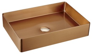 SAPHO AURUM umywalka nablatowa ze stali nierdzewnej 50x35,2cm, z korkiem, miedź mat AU303