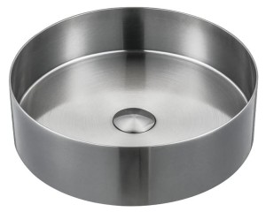 SAPHO AURUM umywalka ze stali nierdzewnej, średnica 38cm, z korkiem, stal nierdzewna mat AU401