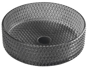 SAPHO MARAGUA grawerowana szklana umywalka nablatowa Ø 39,5cm, czarny TY214