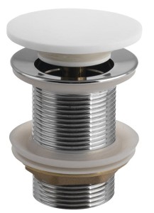 SAPHO THIN korek umywalkowy 5/4", klik-klak, Rockstone grzybek, biały mat WN721