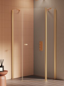 New Trendy NEW SOLEO Gold Brushed kabina pięciokątna, drzwi pojedyncze 80x80 cm K-3581