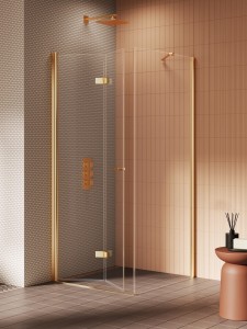 New Trendy NEW SOLEO Gold Brushed kabina drzwi składane lewe 90x90 cm K-4263