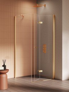 New Trendy NEW SOLEO Gold Brushed kabina drzwi składane prawe 80x100 cm K-4282