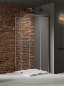 New Trendy Prime Gunmetal Brushed Kabina prysznicowa, drzwi podwójne przesuwne 90x90 cm D-0883A/D-0884A