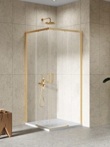 New Trendy Prime Gold Brushed Kabina prysznicowa, drzwi podwójne przesuwne 100x70 cm D-0784A/D-0779A