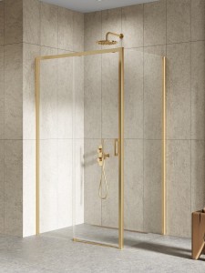 New Trendy Prime Gold Brushed Kabina prysznicowa, drzwi pojedyncze, przesuwne 120x90 lewa D-0788A/D-0330B