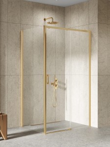 New Trendy Prime Gold Brushed Kabina prysznicowa, drzwi pojedyncze, przesuwne 100x100 prawa D-0785A/D-0331B
