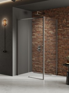 New Trendy Prime Gunmetal Brushed Kabina prysznicowa, drzwi pojedyncze, przesuwne 160x80 lewa D-0897A/D-0353B