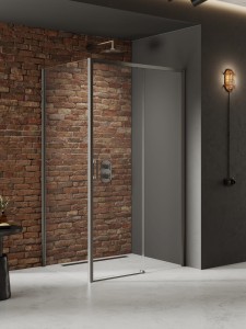 New Trendy Prime Gunmetal Brushed Kabina prysznicowa, drzwi pojedyncze, przesuwne 100x100 prawa D-0886A/D-0355B