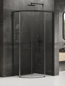 New Trendy Prime Black Kabina prysznicowa półokrągła, drzwi przesuwne 90x90 K-3557