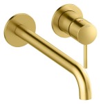 Damixa Zestaw elementów 250 mm zewnętrznych z wylewką podtynkowej baterii umywalkowej szczotkowany mosiądz pvd 146167900