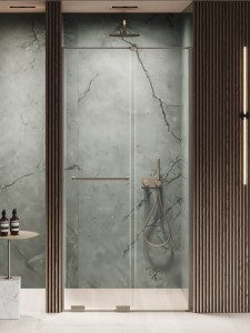 New Trendy SMART Gunmetal Brushed drzwi prysznicowe 140 cm suwane, reling EXK-7828