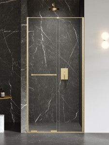 New Trendy SMART Gold Brushed drzwi prysznicowe 100 cm suwane, reling EXK-7510