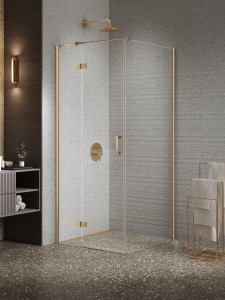 New Trendy Nesta Gold Brushed Kabina prysznicowa, pojedyncze drzwi,lewa 120x80 K-4425
